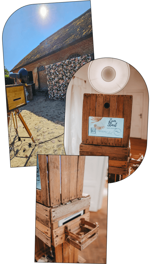 Kollage die die Fotoboxen in verschiedenen Umgebungen zeigt